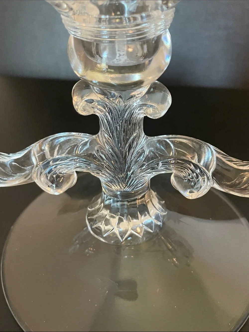 Vintage Cambridge 3 Light Candle Holder Taper Candle Clear Pressed Glass
